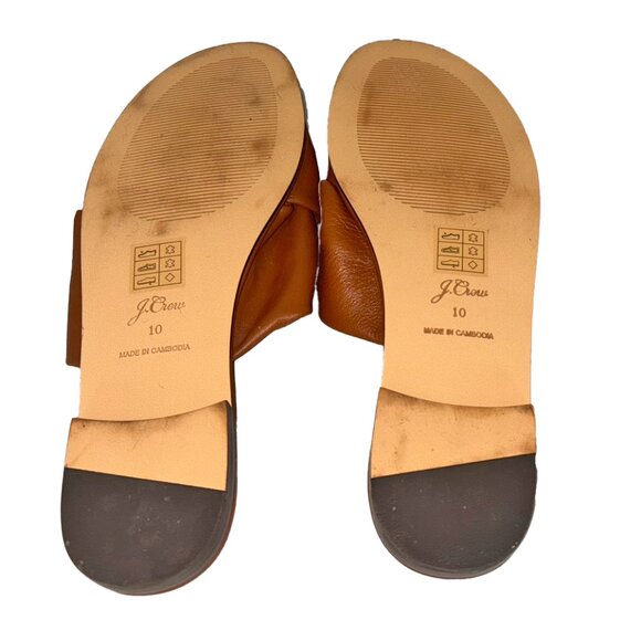 J. Crew Menorca Brown Leather Padded Twist-Knot Slide Sandals - Size 10 - Picture 6 of 6